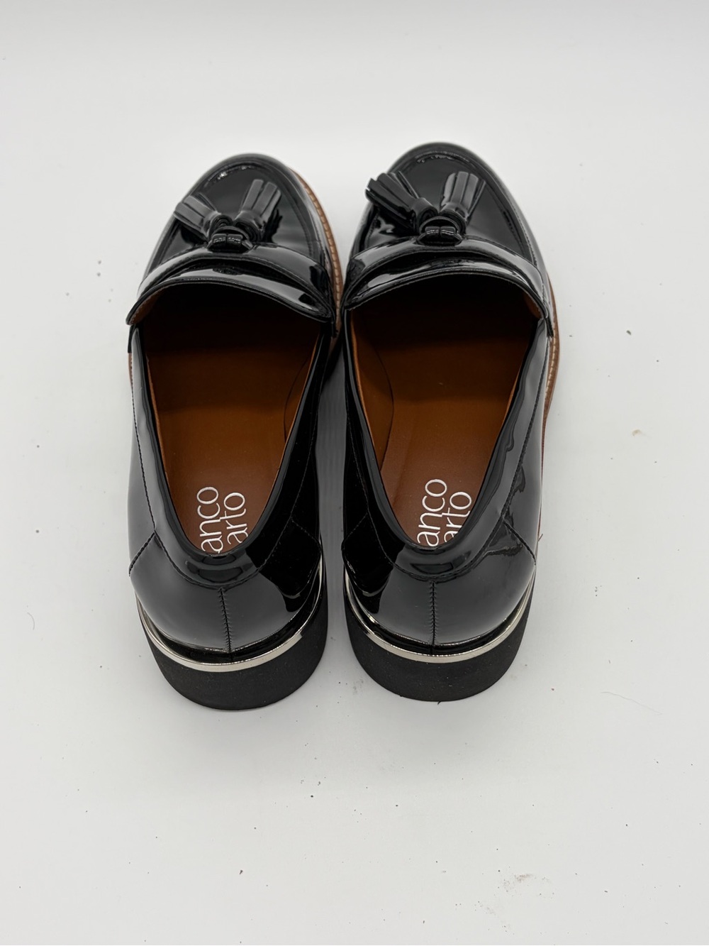 Franco Sarto Black Patent Tassel Penny Loafers New Without Box - Picture 5 of 8